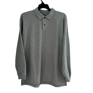 L.L. Bean Men’s Size L Tall Grey Long Sleeve Polo Shirt Cotton Pullover